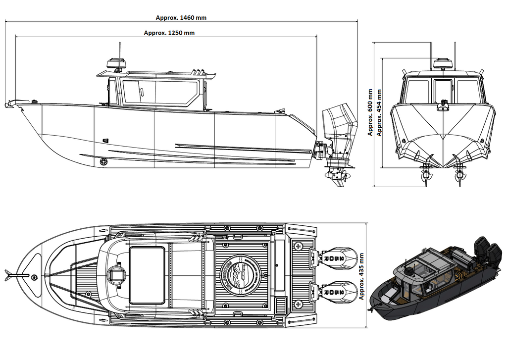 DEFENDER 22 - 1/6 Scale - Twin Outboard Boat - W/O Outboards