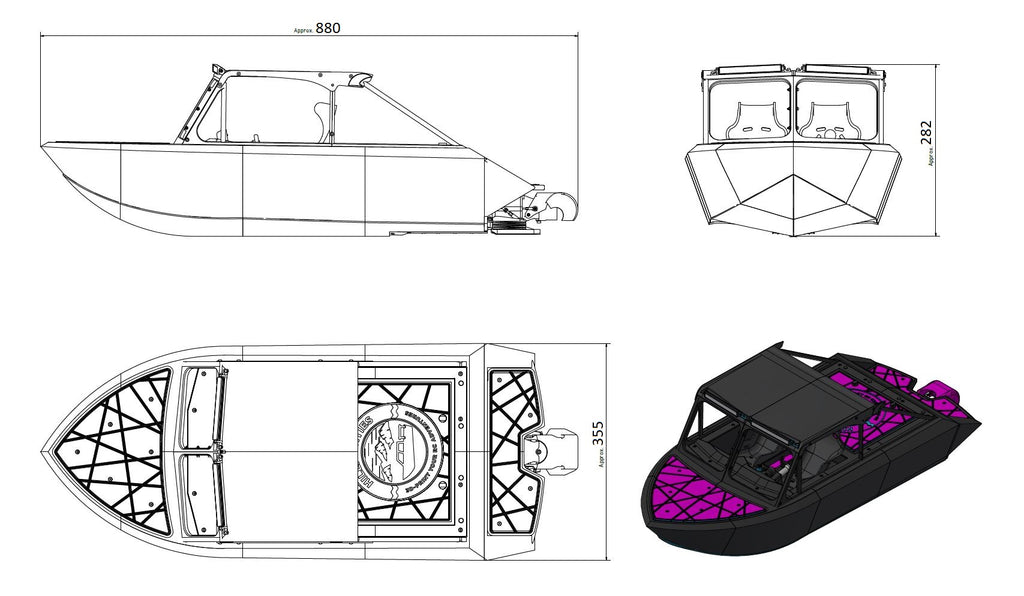 DEATHBOAT - 1/6 Scale - River Jet Boat - W/O Pump