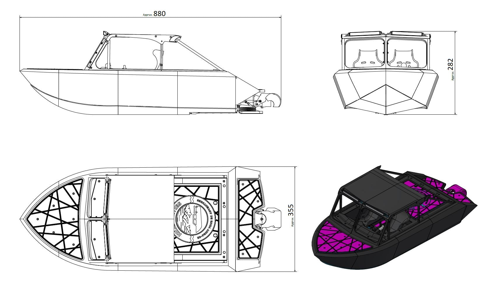 DEATHBOAT - 1/6 Scale - River Jet Boat - W/O Pump