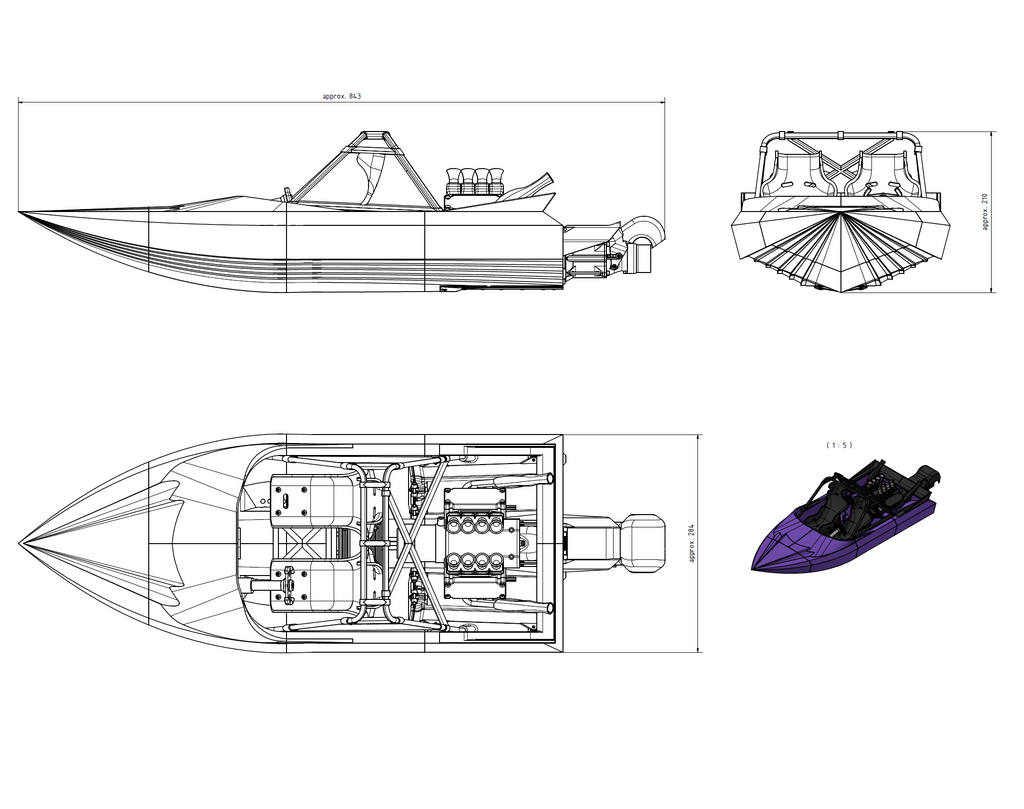 PURPLE ACE - 1/6 SCALE SPRINT JET BOAT - HPW40 INCL.